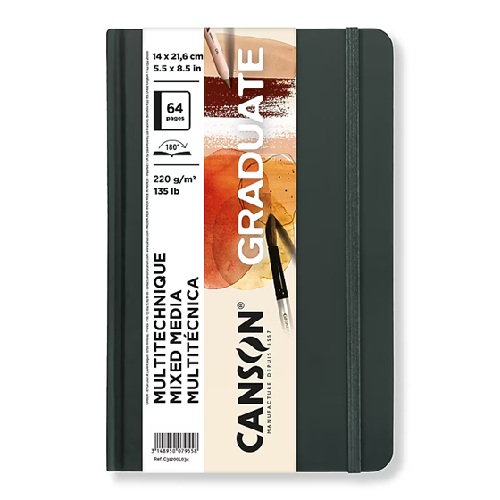 Canson Graduate Mixed Media Natural Toned Hard Cover Book 5.5" x 8.5"  (72 Sheets, 135lb)  CN31200L034
