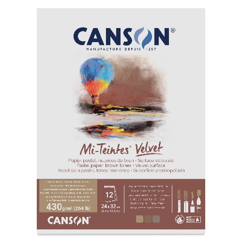 Canson Mi-Teintes Velvet Pastel Pad 9.4" x 12.4" - (12 Sheets, 264lbs) Brown Tones