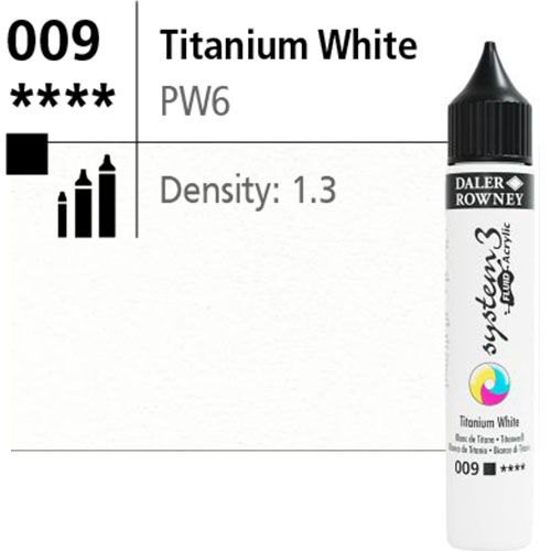 System3 Fluid Acrylic Titanium White -29.5ml Applicator Bottle 139029009