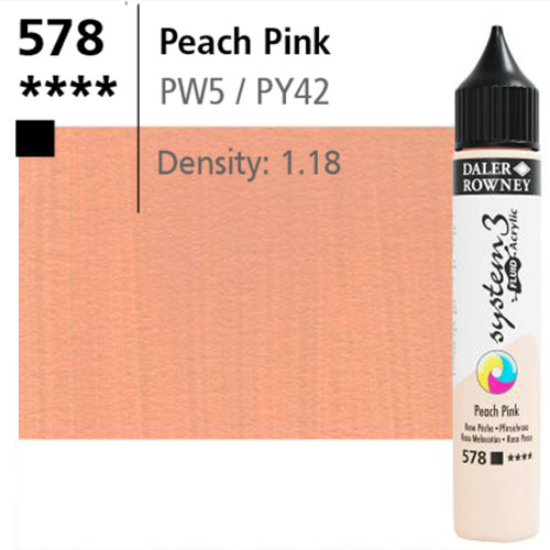 System3 Fluid Acrylics Peach Pink -29.5ml Applicator Bottle 139029578
