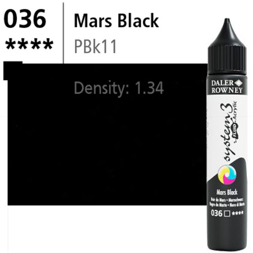 System3 Fluid Acrylic  Mars Black -250ml Bottle 139250036
