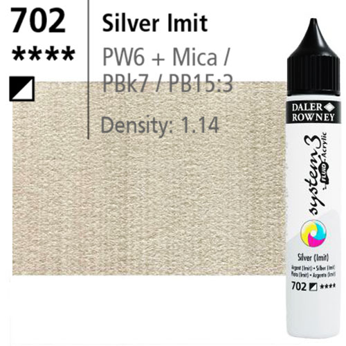 System3 Fluid Acrylics Silver -250ml Applicator Bottle 13925702