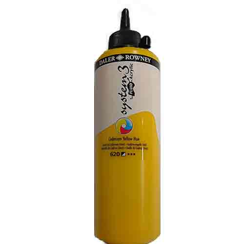 Daler Rowney System3 Fluid Acrylics Cadmium Yellow Hue -500ml Bottle 139500620