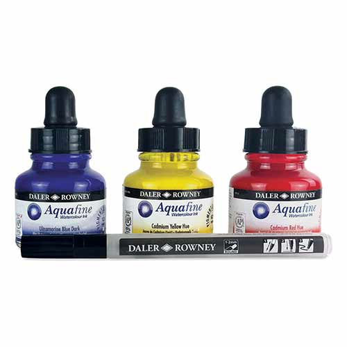 Daler-Rowney Aquafine Watercolor Ink Starter Set- 3x1oz