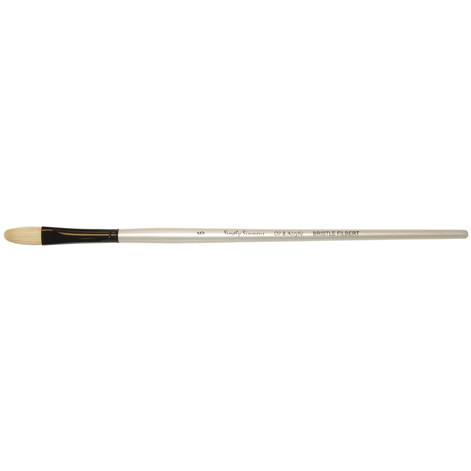 Daler Rowney Simply Simmons Oil/Acrylic Brush - Long Handle, Bristle Filbert, Size 6  DR255142006