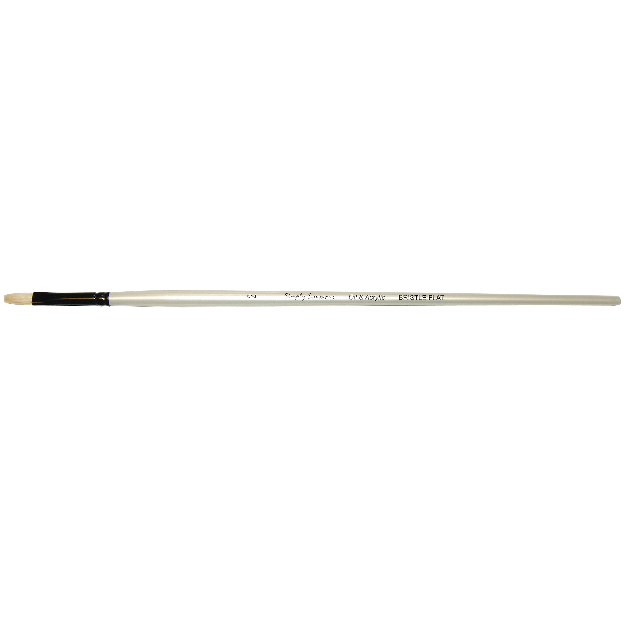 Daler Rowney Simply Simmons Oil/Acrylic Brush - Long Handle, Bristle Flat, Size 2  DR255144002