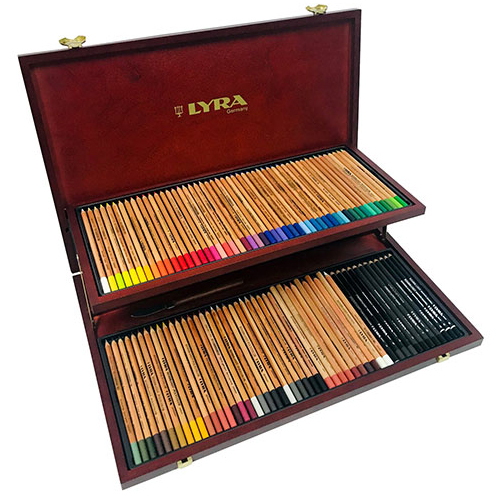 Lyra Rembrandt Polycolor Pencils Wooden Box 100+ accessories