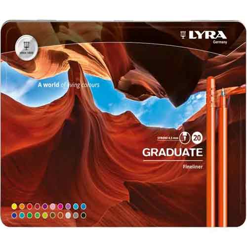 Lyra Graduate Fineliner Marker Set with Metal Tin - 20ct  LYL677120000