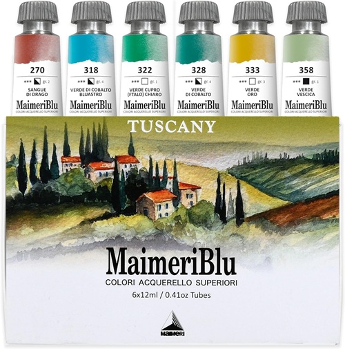 MaimeriBlu Tuscany Thematic Set 12ml Watercolor Set  6ct   M1698053