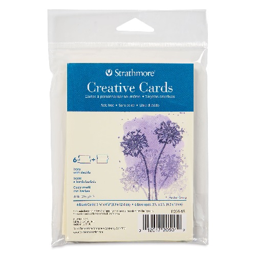 Strathmore Creative Cards and Envelopes - Ivory White with Deckle Edges, 5" x 6-7/8", 6Pk ST205-130