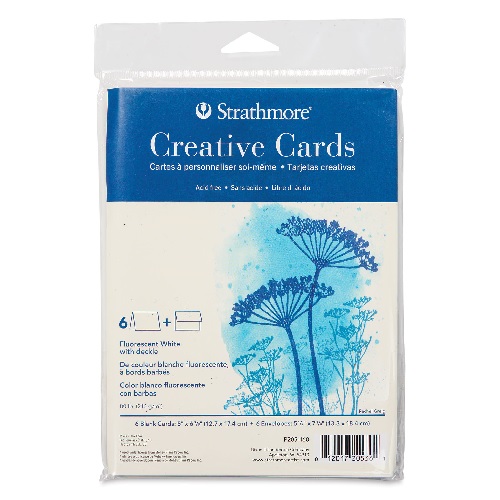 Strathmore Creative Cards and Envelopes - Fluorescent White with Deckle Edges, 5" x 6-7/8", 6Pk ST205-160