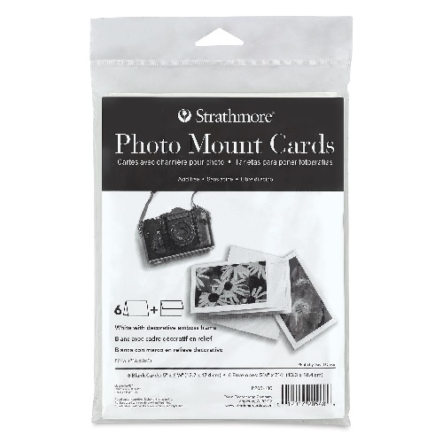 Strathmore Photo Mount Cards & Envelopes 5" x 6.875"  (6pk, 80lb) White with Decorative Emboss  ST205-180