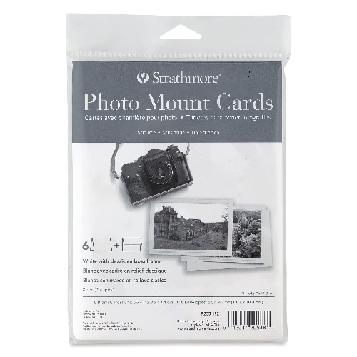 Strathmore Photo Mount Cards & Envelopes 5" x 6.875"  (6pk, 80lb) White with Classic Emboss  ST205-182