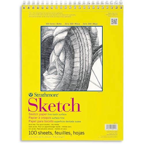 Strathmore 300 Series Sketch Pad 11" x 14" - (100 sheets, 50lb) Spiral Bound