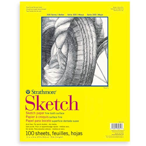 Strathmore 300 Series Sketch Pad 11" x 14" - (100 sheets, 50lb) Tape Bound