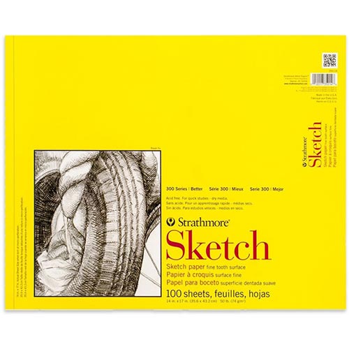 Strathmore 300 Series Sketch Pad 14" x 17" - (100 sheets, 50lb) Tape Bound