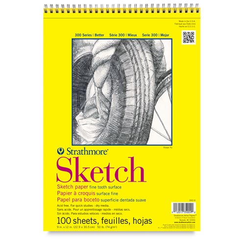 Strathmore 300 Series Sketch Pad 9" x 12" - (100 sheets, 50lb) Spiral Bound