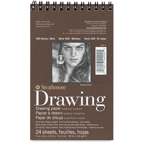 Strathmore 400 Series Drawing Pad  4" x 6" (24 sheets, 80lb) Medium, Spiral Bound