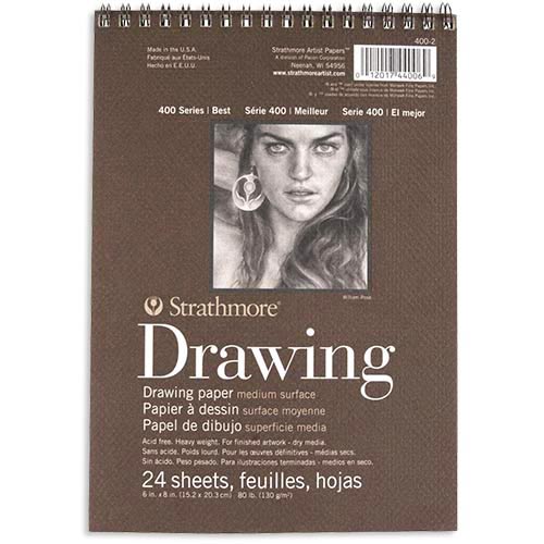 Strathmore 400 Series Drawing Pad  6" x 8" (24 sheets, 80lb) Medium, Spiral Bound
