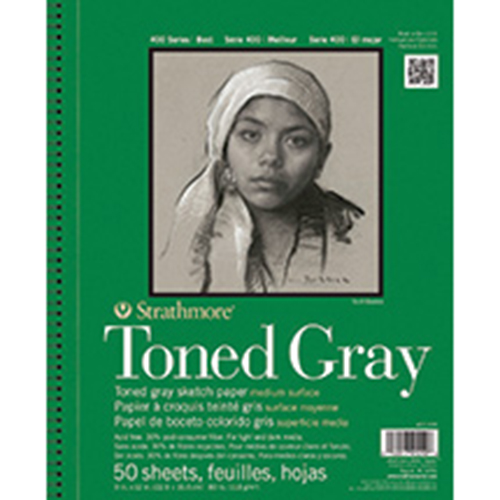 Strathmore 400 Series Toned Gray Sketch Paper (412) 9" x 12" - (50 sheets, 80lb) Wire Bound