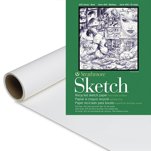 Strathmore 400 Series Recycled Sketch Paper Roll  ( 456 ) - (36" x 10yd, 60lb) Fine Tooth Surface