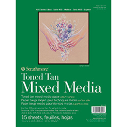 Strathmore 400 Series Toned Tan Mixed Media Pad ( 462 ) 9" x 12" - (15 Sheets, 184lb) Glue Bound