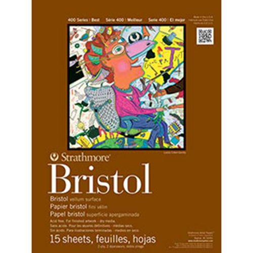 Strathmore 400 Series Bristol Pad ( 475 ) 11" x 14" - (15 Sheets, 2ply) Vellum Surface, Tape Bound