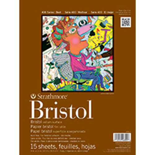 Strathmore 400 Series Bristol Pad ( 475 ) 9" x 12" - (15 Sheets, 2ply) Vellum, Tape Bound