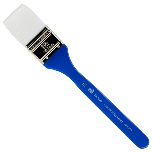 Princeton Summit 6850 Series White Synthetic Brush for Watercolor & Acrylic - Flat Wash 1 1/2"