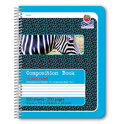 Pacon Composition Book - (100 Sheets) 1/2" Ruled Spiral Bound