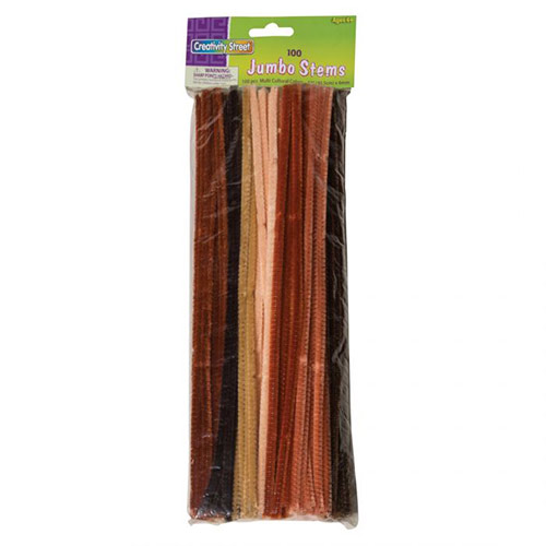 Creativity Street Jumbo Chenille Stems 12" - (100 Pack) Multi-Cultural pipe cleaners