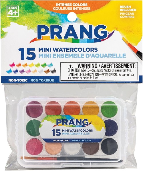 Prang15ct Mini Watercolor Pan Set With Brush   PRX14699