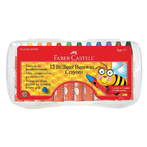 Faber-Castell Brilliant Beeswax Crayons in Durable Storage Case 12ct