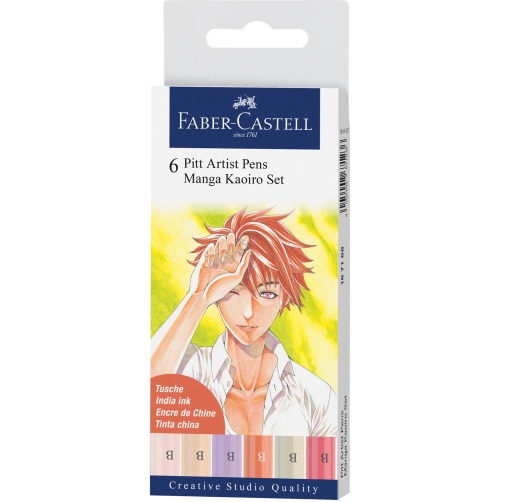 Faber Castell Pitt Artist Pens Wallet- Manga Kaoiro 6ct   167168
