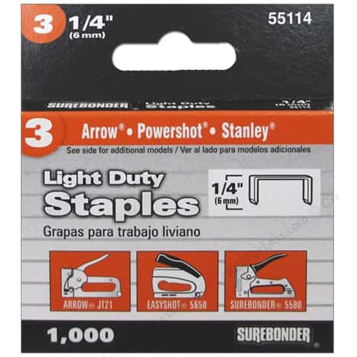 Surebonder #3 Light Duty Staples 1/4" - (1000 Count)