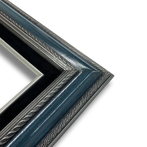 Econo Frame Tuscan Silver Blue with Black Velvet Liner - 9" x 12"