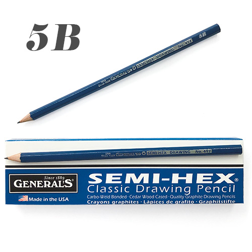 General's Semi-Hex Classic Drawing Pencils - (12 Pack) 5B