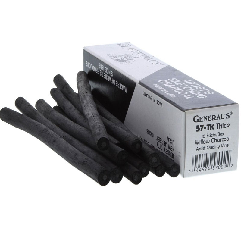 General's Thick Willow Sketching Charcoal 10pk  57-TK