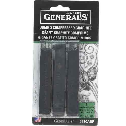General's Jumbo Compressed Charcoal Sticks - (3 Pack) 2B, 4B, 6B Assortment  960ABP
