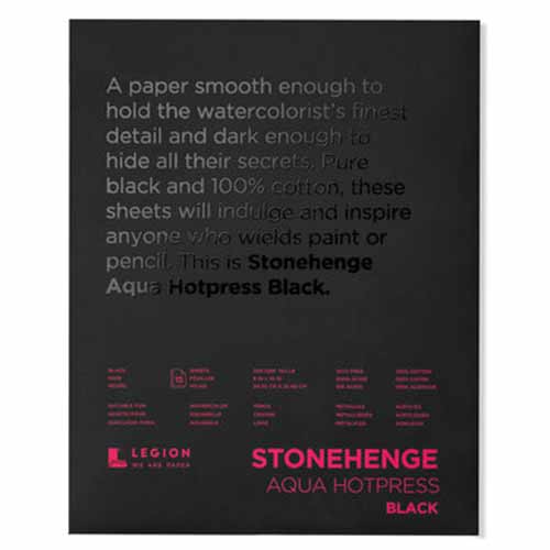 Legion Artist Stonehenge Aqua HP 140lb Black Pad- 8x10