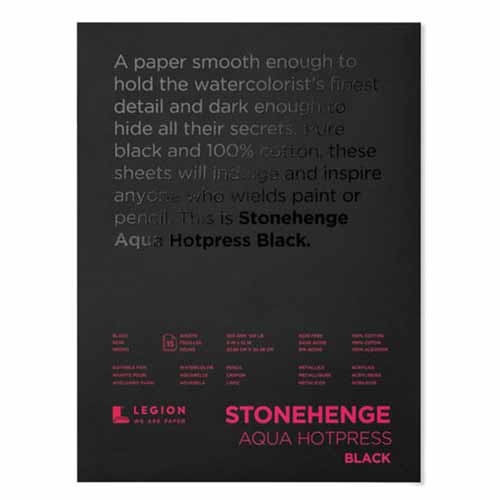 Legion Artist Stonehenge Aqua HP 140lb Black Pad- 9x12