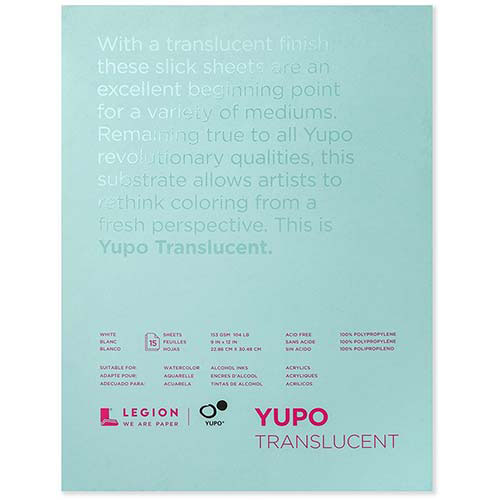 Legion Yupo Synthetic Paper 9" x 12", 104lb - (15 Sheets) Translucent