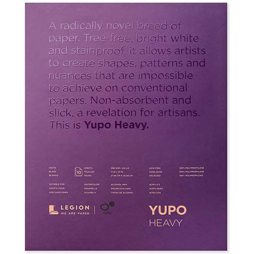 Legion Yupo Synthetic Paper 11" x 14", 144lb - (15 Sheets) Heavy Bright White