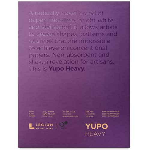 Legion Yupo Synthetic Paper 9" x 12", 144lb - (15 Sheets) Heavy Bright White
