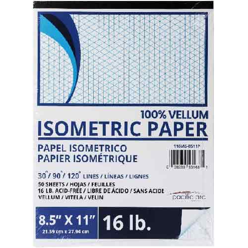 Pacific Arc Drafting Isometric Vellum Paper Pad 8.5"x11"