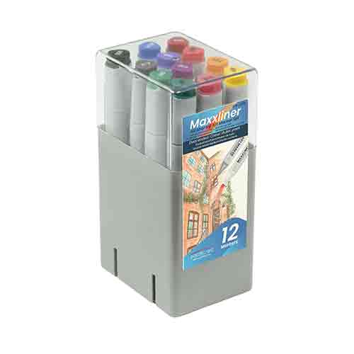 Pacific Arc Maxxliner Dual-tip Alcohol Marker Set 12cnt  MX-S12B