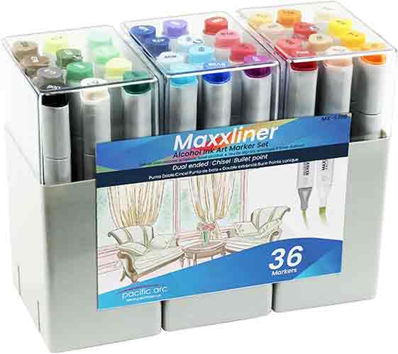 Pacific Arc Maxxliner Dual-tip Alcohol Marker Set 36cnt  MX-S36B