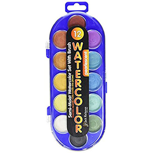 Richeson Pearlescent Semi-Moist Watercolors With Brush (12 count)