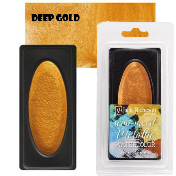 Richeson Collegiate Semi-Moist Metallic Watercolor Pan 10grams - Deep Gold