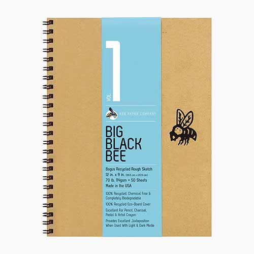 Big Black Bee Recycled Rough Sketch Journal 9x12- 50shts